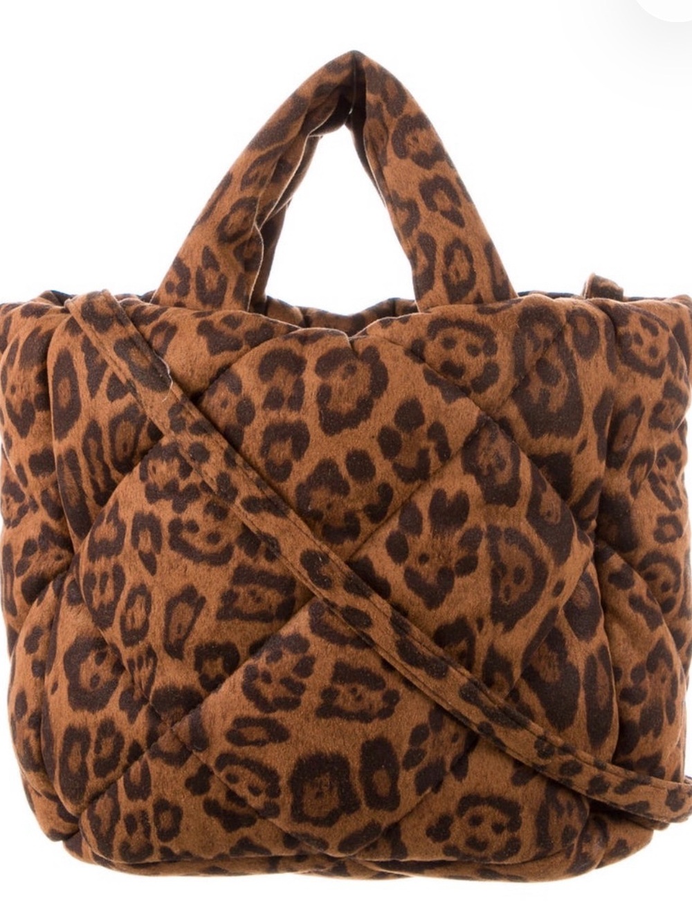 Stand Studio Leopard Quilted Tote in Brown and Black